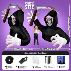 5.9FT Halloween Inflatables Grim Reaper with LED Lights Halloween Blow up Yard Decorations