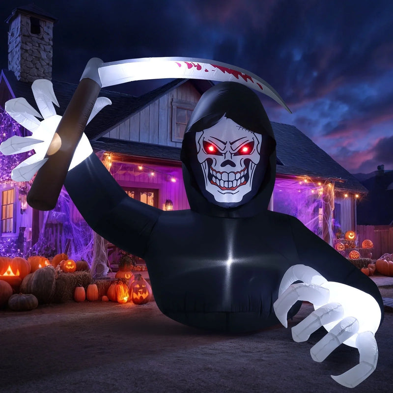 5.9FT Halloween Inflatables Grim Reaper with LED Lights Halloween Blow up Yard Decorations