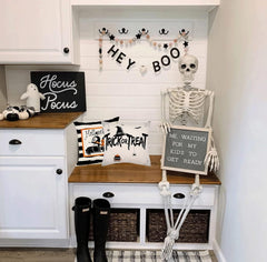 Black White Purple Halloween Pillow Covers 18X18 Inch Set of 4 Throw Pillows Hocus Pocus Sanderson Sisters Witches Brew Hat Trick or Treat for Couch, Halloween-A, Wanshengheibaibaozhentao