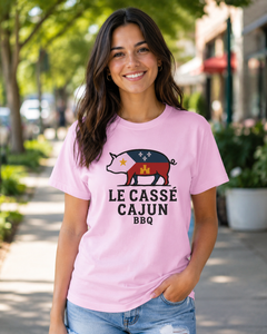 Cajun BBQ Pig T-Shirt — "Le Cassé Cajun" Retro Louisiana BBQ Tee