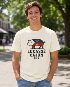 Cajun BBQ Pig T-Shirt — "Le Cassé Cajun" Retro Louisiana BBQ Tee