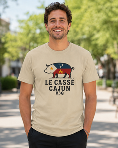 Cajun BBQ Pig T-Shirt — "Le Cassé Cajun" Retro Louisiana BBQ Tee
