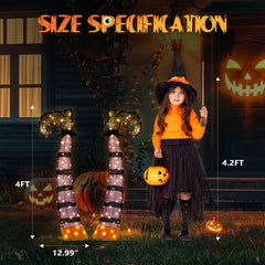 4 FT Halloween Outdoor Decor Halloween Witch'S Legs Lighted Halloween Yard Decoration for Party