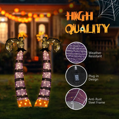 4 FT Halloween Outdoor Decor Halloween Witch'S Legs Lighted Halloween Yard Decoration for Party