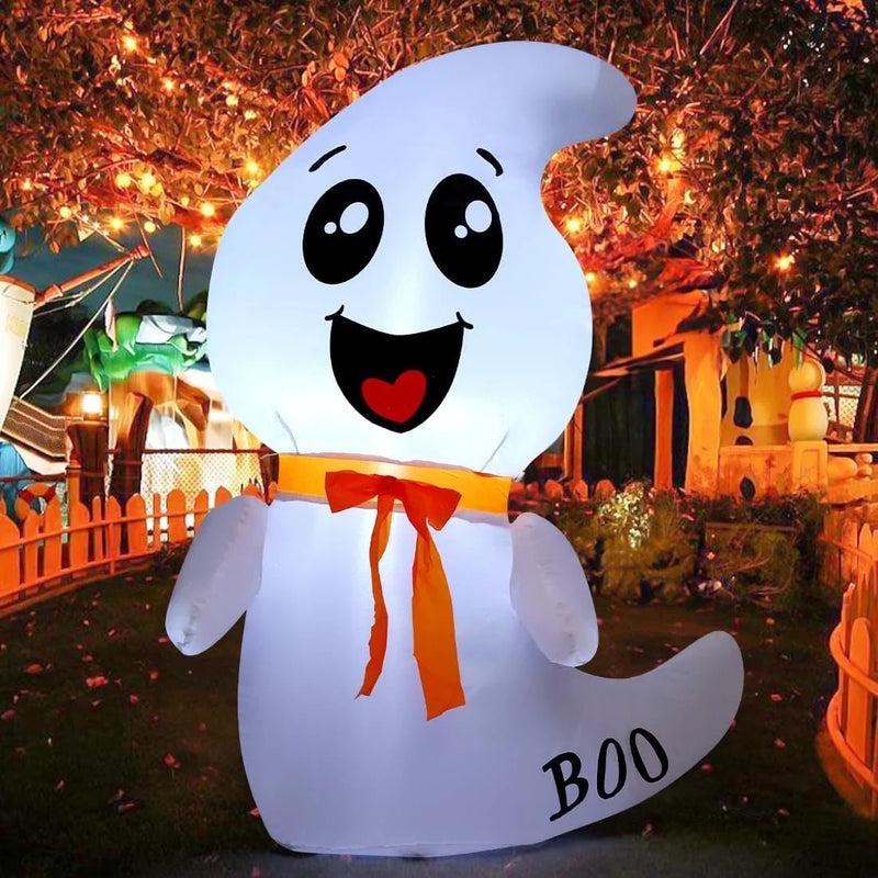 Halloween Inflatables 4 FT Inflatable Ghost with Built-In LED Lights, Cute Ghost Blow up Halloween Decoration, Outdoor Halloween Decorations Blow up Ghost for Halloween Party Indoor Outdoor